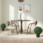 2 Pack 20.5" Artificial Boxwood Topiary Trees with Pots Indoor/Outdoor Decorative Faux Plants - Image 9