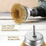 6 Piece Wire Brush Wheel and Cup Drill Attachment Set, 1/4 Inch Shank - Image 8
