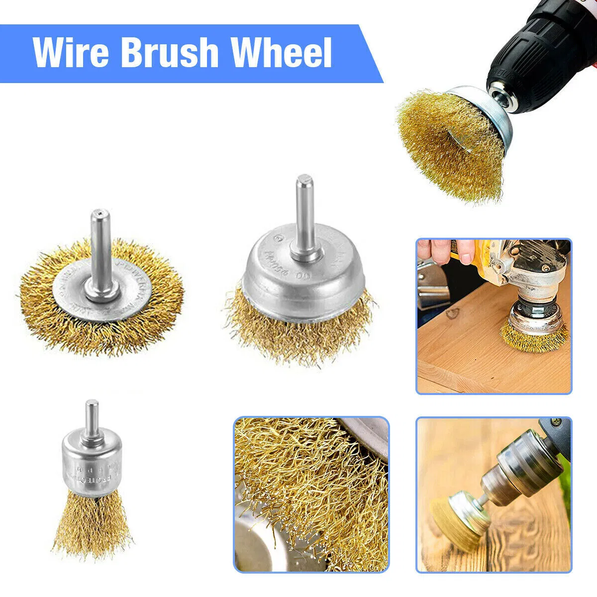 6 Piece Wire Brush Wheel and Cup Drill Attachment Set, 1/4 Inch Shank