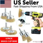6 Piece Wire Brush Wheel and Cup Drill Attachment Set, 1/4 Inch Shank