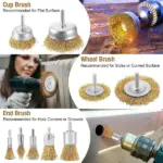 6 Piece Wire Brush Wheel and Cup Drill Attachment Set, 1/4 Inch Shank - Image 3