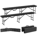2 Pack 6 ft Portable Foldable Bench Seats, Plastic Folding Benches with Carrying Handle for Camping, Black - Image 11