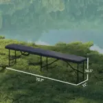 2 Pack 6 ft Portable Foldable Bench Seats, Plastic Folding Benches with Carrying Handle for Camping, Black - Image 3