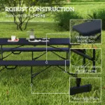 2 Pack 6 ft Portable Foldable Bench Seats, Plastic Folding Benches with Carrying Handle for Camping, Black - Image 5