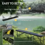2 Pack 6 ft Portable Foldable Bench Seats, Plastic Folding Benches with Carrying Handle for Camping, Black - Image 7