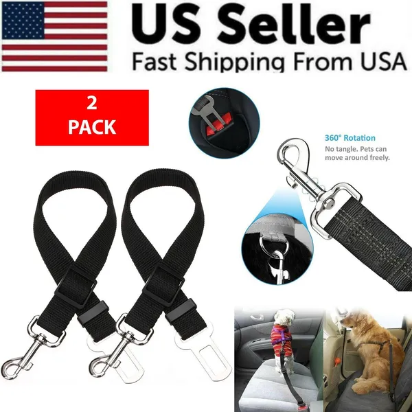 2-pack-cat-dog-pet-safety-seatbelt-car-vehicle-seat-belt-adjustable-harness-lead-6.webp 2 Pack Adjustable Pet Car Seat Belt Tethers for Dogs and Cats - Image 1