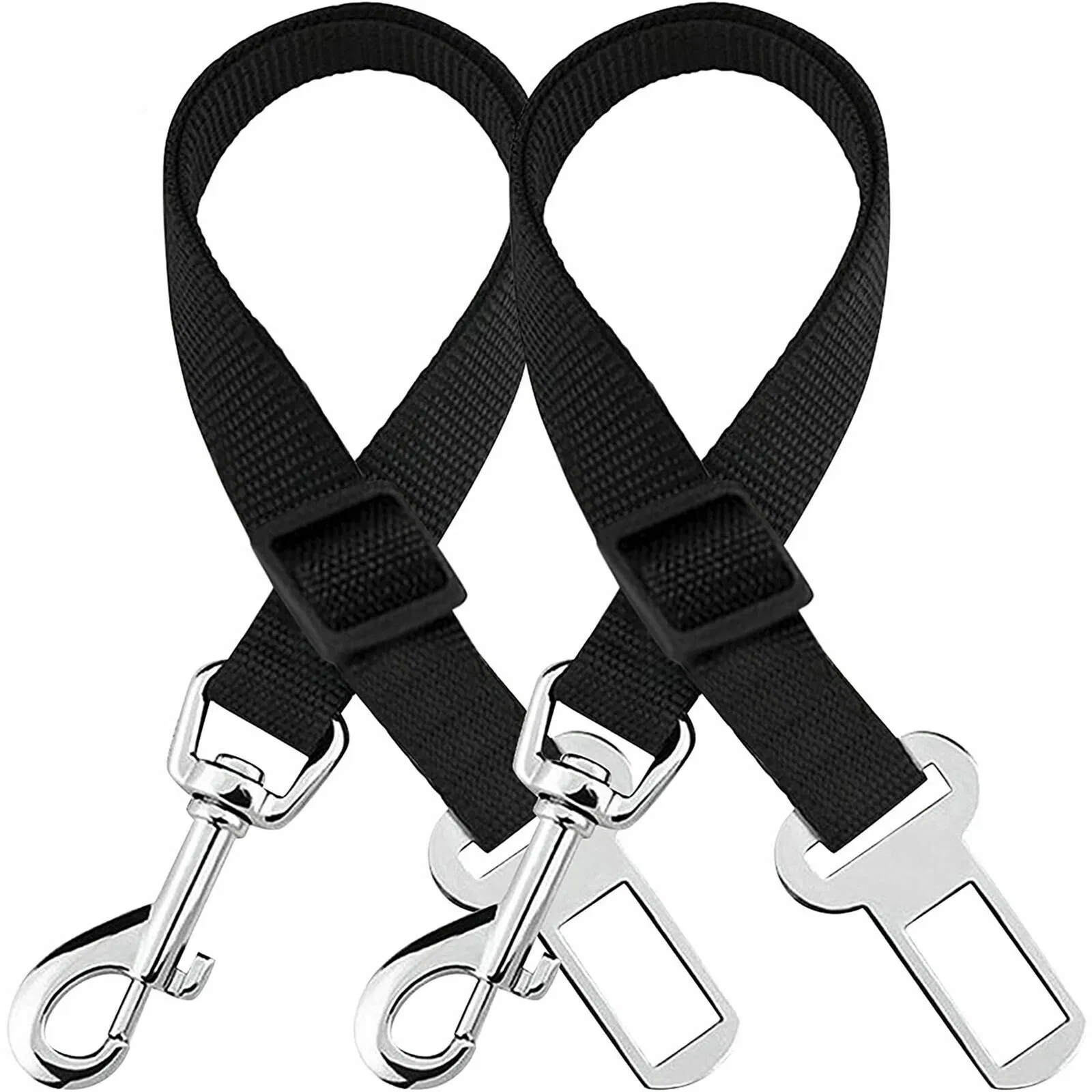 2 Pack Adjustable Pet Car Seat Belt Tethers for Dogs and Cats