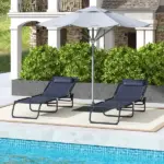 2-Pack Dark Blue Reclining Beach Chairs, 4-Position Folding Chaise Lounge for Patio - Image 10
