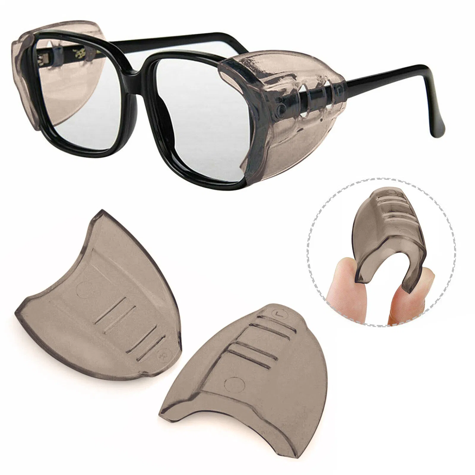 2 Pairs Universal Slip-On Side Shields for Eyeglasses