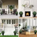 2 Piece 16.5" Topiary Balls Lavender Topiary Plants, Faux Topiaries Indoor Outdoor Fake Plants for Home Decor - Image 2
