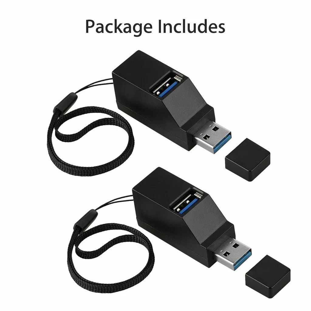 2 Pack 3 Port USB 3.0 Hubs High Speed Splitters for PC and Laptop