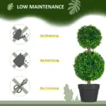 HOMCOM 2 Piece Artificial Boxwood Ball Topiary Tree 23.5 Inch with Double Ball-Shaped Leaves in Pot Green - Image 6