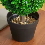 HOMCOM 2 Piece Artificial Boxwood Ball Topiary Tree 23.5 Inch with Double Ball-Shaped Leaves in Pot Green - Image 9