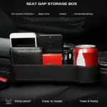 2 Pack PU Leather Car Seat Gap Organizers with Cup and Phone Holders - Image 14