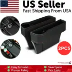 2 Pack PU Leather Car Seat Gap Organizers with Cup and Phone Holders