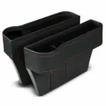 2 Pack PU Leather Car Seat Gap Organizers with Cup and Phone Holders - Image 2