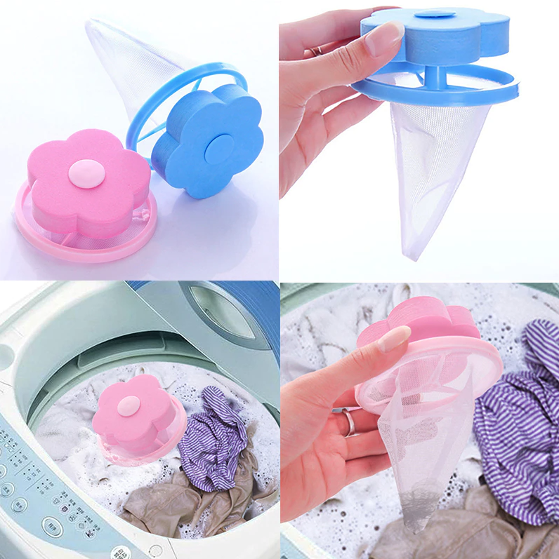 2 Pack Floating Laundry Lint and Pet Hair Catcher Filters for Washing Machines