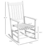 2 Piece Wooden Rocking Chair Set Outdoor Rockers with Curved Armrests High Back for Garden Balcony White - Image 3