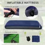 Outsunny 2-Person Foldable Camping Cot Outdoor w/ Bedspread and Thick Air Mattress, 4-In-1 Elevated Camping Bed Tent for Hiking, Picnic, Green - Image 6