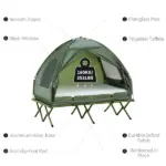 Outsunny 2-Person Foldable Camping Cot Outdoor w/ Bedspread and Thick Air Mattress, 4-In-1 Elevated Camping Bed Tent for Hiking, Picnic, Green - Image 7