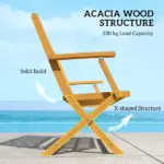 2-Person Foldable Wood Outdoor Bench with Backrest and Armrests for Garden, Porch, Park, Balcony, Teak - Image 5