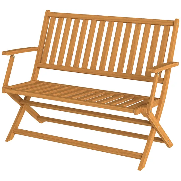 2-person-foldable-wood-outdoor-bench-with-backrest-and-armrests-for-garden-porch-park-balcony-teak.webp 2-Person Foldable Wood Outdoor Bench with Backrest and Armrests for Garden, Porch, Park, Balcony, Teak - Image 1