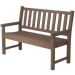 Outsunny 2-Person Garden Bench, HDPE Outdoor Bench with 530 lbs Capacity, Curved Seat for Backyard, Park, Porch, Lawn, Brown