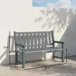Outsunny 2-Person Garden Bench, HDPE Outdoor Bench with 530 lb Capacity, Curved Seat for Backyard, Park, Porch, Lawn, Gray - Image 3