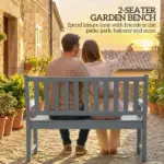 Outsunny 2-Person Garden Bench, HDPE Outdoor Bench with 530 lb Capacity, Curved Seat for Backyard, Park, Porch, Lawn, Gray - Image 4
