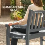 Outsunny 2-Person Garden Bench, HDPE Outdoor Bench with 530 lb Capacity, Curved Seat for Backyard, Park, Porch, Lawn, Gray - Image 7