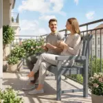 Outsunny 2-Person Garden Bench, HDPE Outdoor Bench with 530 lb Capacity, Curved Seat for Backyard, Park, Porch, Lawn, Gray - Image 8