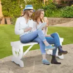 2-Person Garden Bench Outdoor Wagon Wheel Porch Bench for Backyard, Patio, Garden White - Image 2