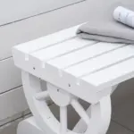 2-Person Garden Bench Outdoor Wagon Wheel Porch Bench for Backyard, Patio, Garden White - Image 8