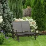 Outsunny 2-Person Glider Bench, Outdoor Chair with Breathable Mesh Fabric, Smooth Motion, Rocking Glider for Backyard, Lawn, Mixed Grey - Image 2