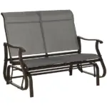 Outsunny 2-Person Glider Bench, Outdoor Chair with Breathable Mesh Fabric, Smooth Motion, Rocking Glider for Backyard, Lawn, Mixed Grey