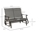 Outsunny 2-Person Glider Bench, Outdoor Chair with Breathable Mesh Fabric, Smooth Motion, Rocking Glider for Backyard, Lawn, Mixed Grey - Image 3