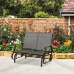 Outsunny 2-Person Glider Bench, Outdoor Chair with Breathable Mesh Fabric, Smooth Motion, Rocking Glider for Backyard, Lawn, Mixed Grey - Image 10
