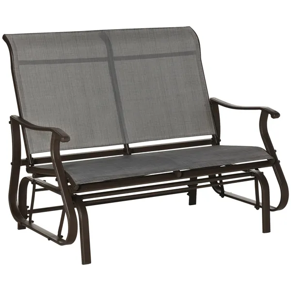 2-person-glider-bench-outdoor-chair-with-breathable-mesh-fabric-smooth-motion-rocking-glider-for-backyard-lawn-mixed-grey.webp Outsunny 2-Person Glider Bench, Outdoor Chair with Breathable Mesh Fabric, Smooth Motion, Rocking Glider for Backyard, Lawn, Mixed Grey - Image 1