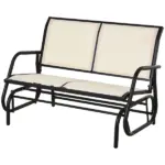 2-Person Glider Bench, Outdoor Swing Chair Loveseat, with Comfortable Fabric, Smooth Rocker, Steel Frame, for Porch, Beige - Image 11
