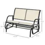 2-Person Glider Bench, Outdoor Swing Chair Loveseat, with Comfortable Fabric, Smooth Rocker, Steel Frame, for Porch, Beige - Image 3