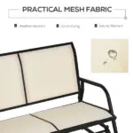 2-Person Glider Bench, Outdoor Swing Chair Loveseat, with Comfortable Fabric, Smooth Rocker, Steel Frame, for Porch, Beige - Image 5