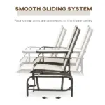 2-Person Glider Outdoor Glider Bench with Center Table, Metal Bench for Backyard Garden Porch, Beige - Image 6