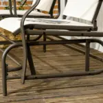 2-Person Glider Outdoor Glider Bench with Center Table, Metal Bench for Backyard Garden Porch, Beige - Image 9