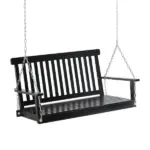 2-Person Hanging Porch Swing Chair, Outdoor Patio Chair, Slatted, Chains, Black, 440lbs