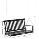 2-Person Hanging Porch Swing Chair, Outdoor Patio Chair, Slatted, Chains, Black, 440lbs - Image 3
