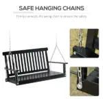 2-Person Hanging Porch Swing Chair, Outdoor Patio Chair, Slatted, Chains, Black, 440lbs - Image 4