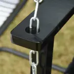 2-Person Hanging Porch Swing Chair, Outdoor Patio Chair, Slatted, Chains, Black, 440lbs - Image 8