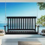 2-Person Hanging Porch Swing Chair, Outdoor Patio Chair, Slatted, Chains, Black, 440lbs - Image 10