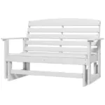 2-Person HDPE Glider Bench with Slatted Design and Smooth Motion in Pure White