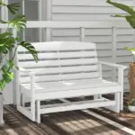 2-Person HDPE Glider Bench with Slatted Design and Smooth Motion in Pure White - Image 10